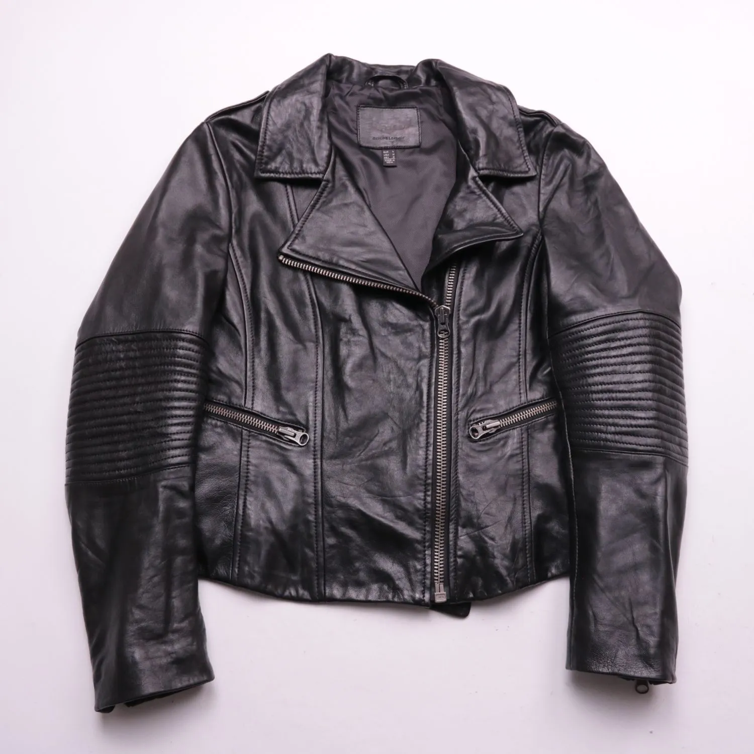 Чёрная косуха Genuine Leather из натуральной кожи, размер 48 (L)