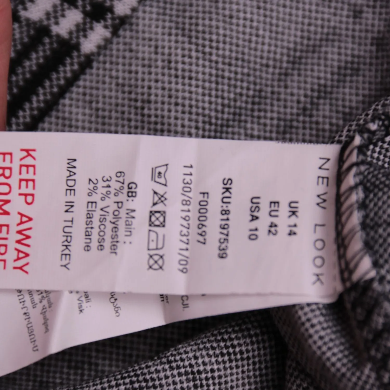Чёрно-белая юбка New Look в клетку, размер 48 (L)